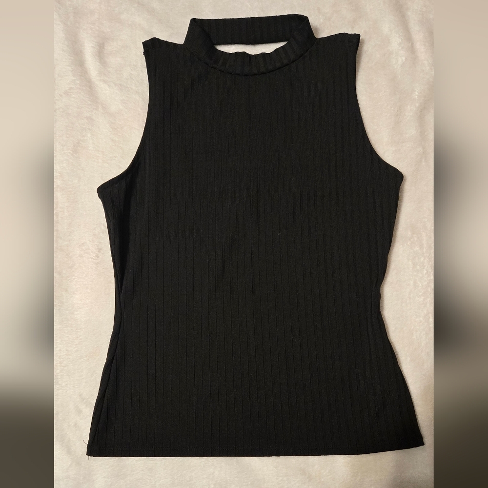 Guess Black Sleeveless Ribbed Top